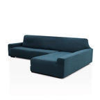 Funda de chaise longue elástica Soraya en color Azul petróleo, brazo largo, lado derecho