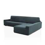 Funda de chaise longue elástica Soraya en color Azul grisáceo, brazo largo, lado derecho