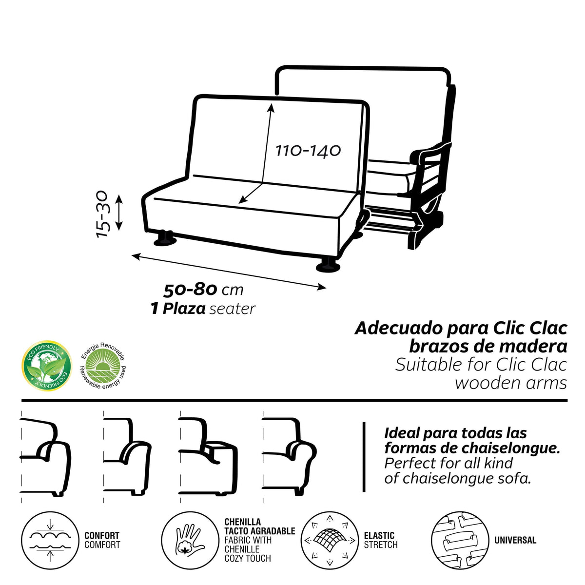 Guía de medidas: click-clack 1 plaza