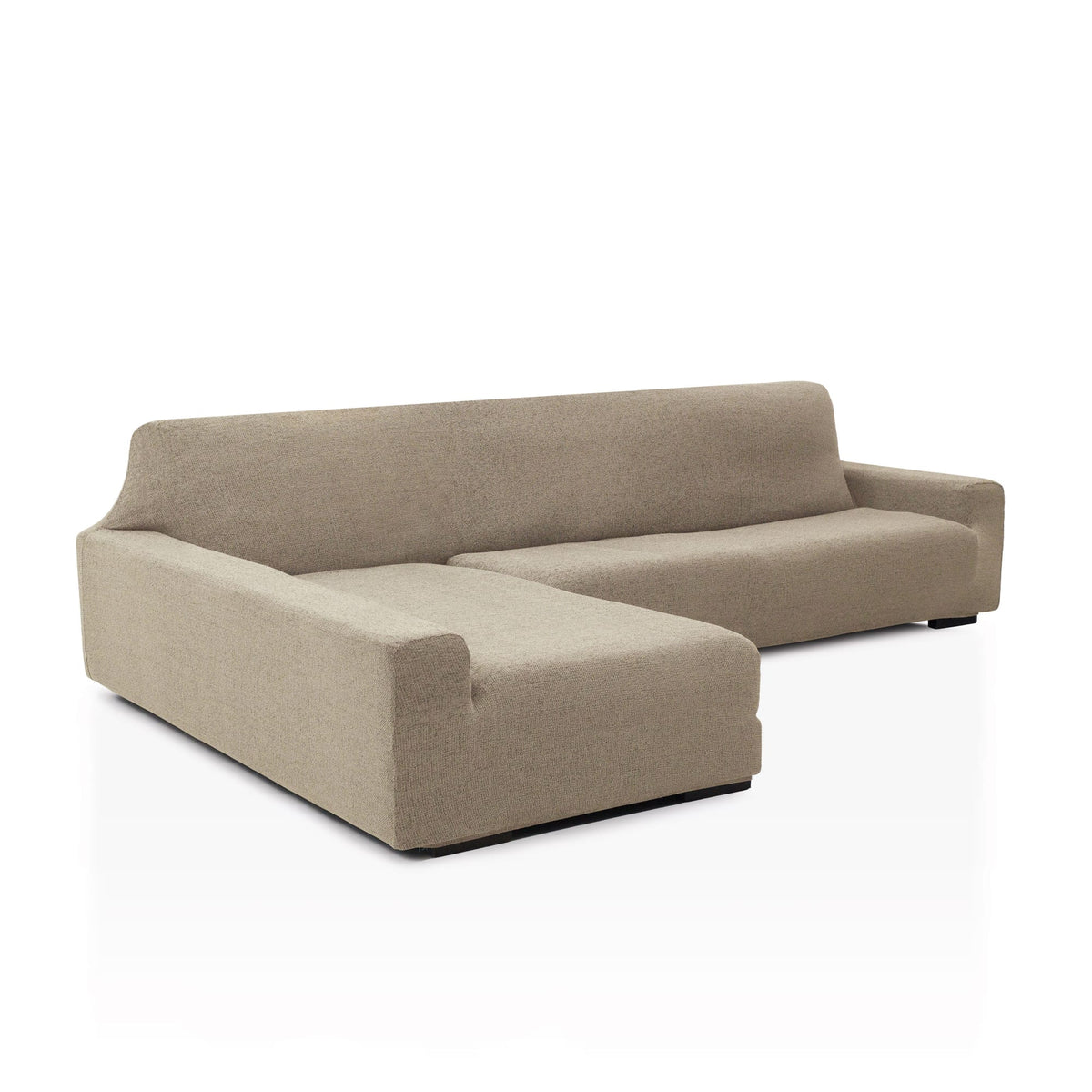 Funda de chaise longue elástica Soraya en color Beige, brazo largo, lado izquierdo