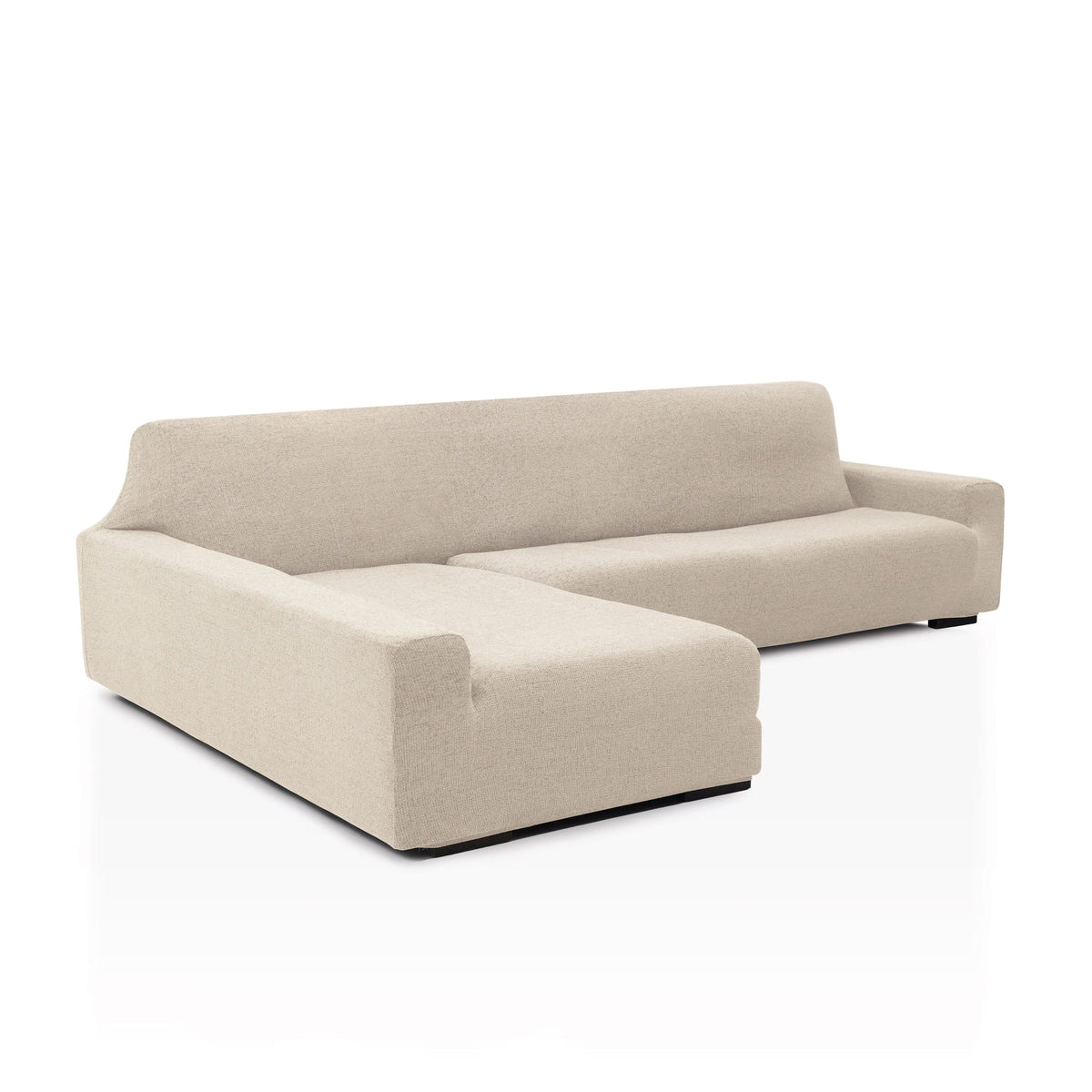 Funda de chaise longue elástica Soraya en color Marfil, brazo largo, lado izquierdo