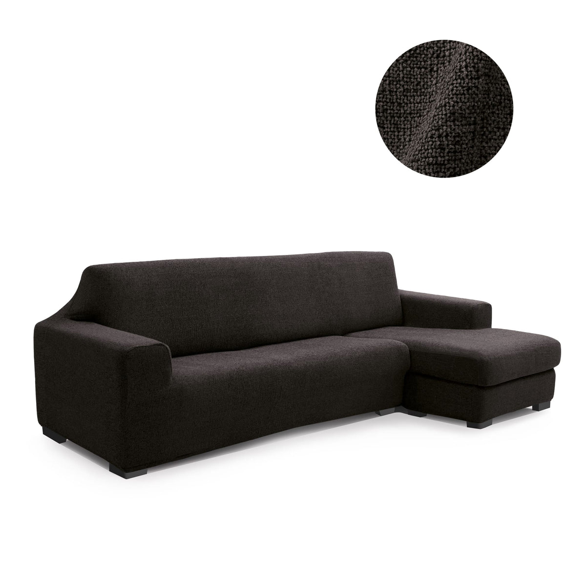 Funda de chaise longue elástica Soraya en color Chocolate (detalle)