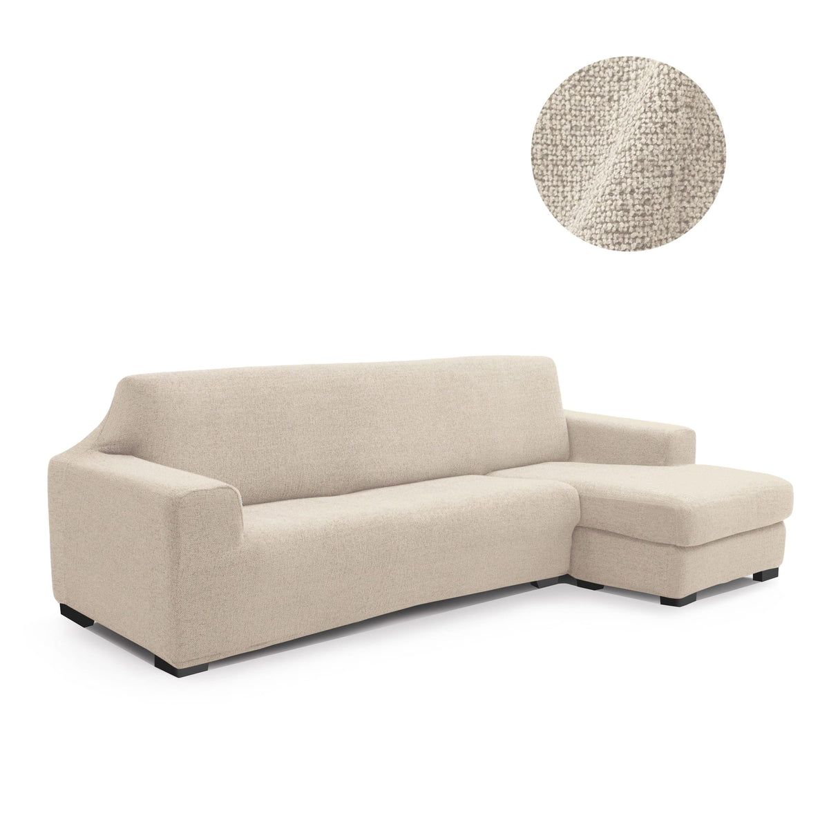 Funda de chaise longue elástica Soraya en color Marfil (detalle)