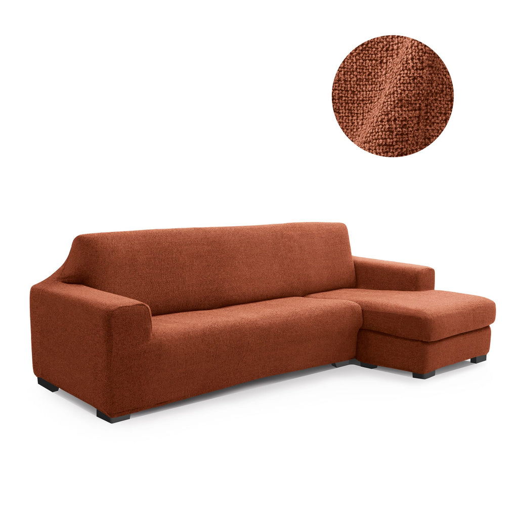 Funda de chaise longue elástica Soraya en color Teja (detalle)