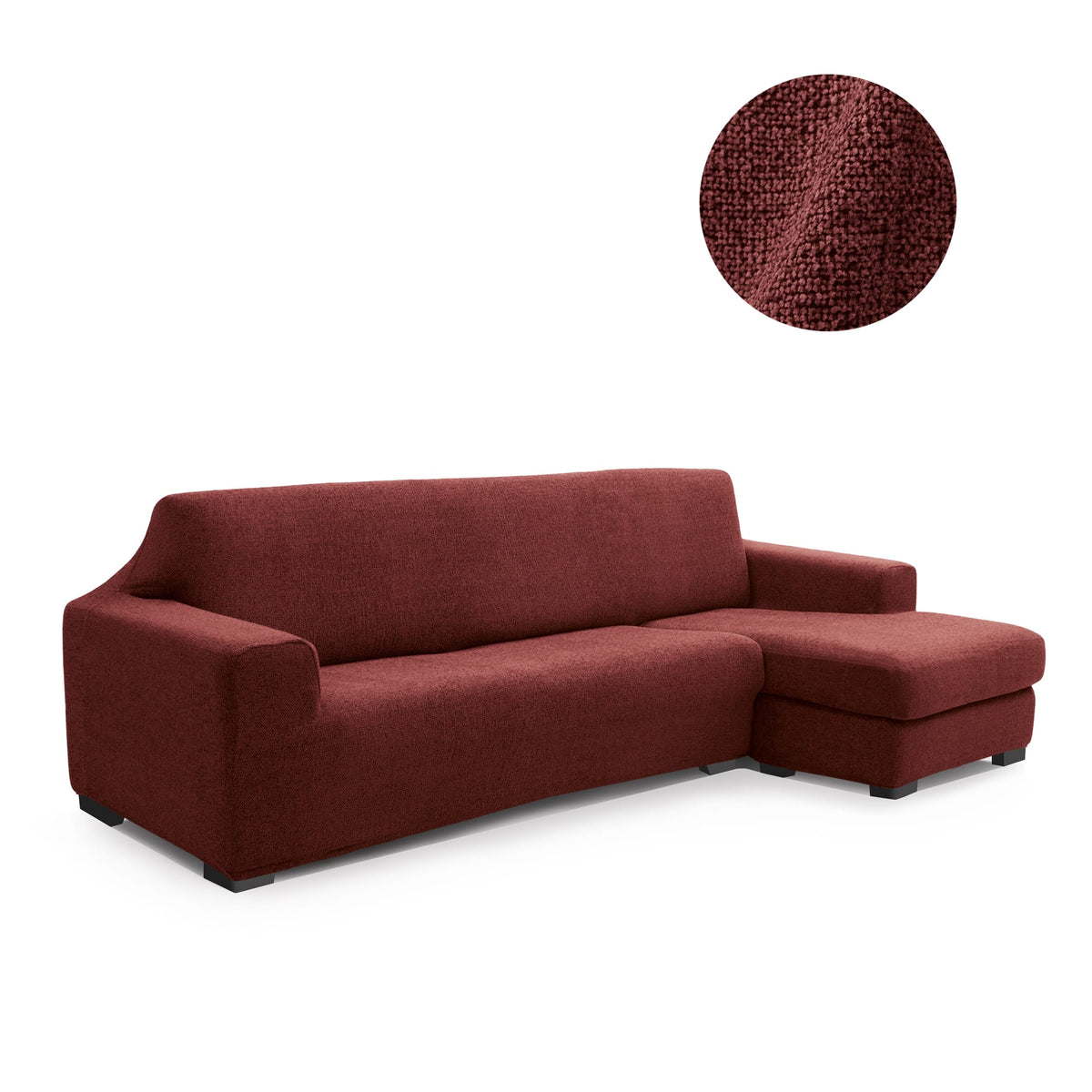 Funda de chaise longue elástica Soraya en color Granate (detalle)
