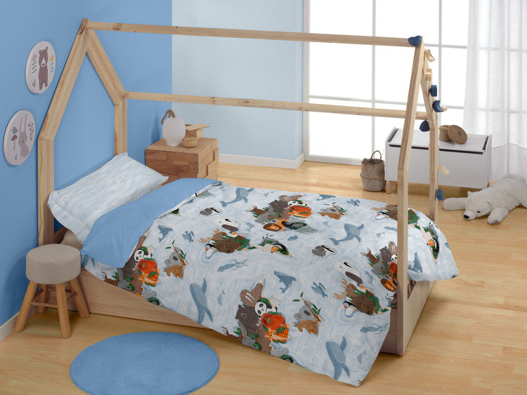 Dúo Funda Nórdica y Almohada Animals | 50% Algodón - 50% Poliéster - Multicolor