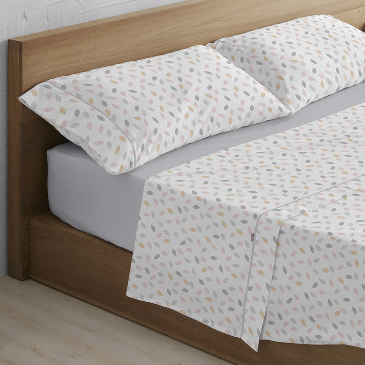 Juego de Sábanas Estampadas Lucy con Biés | 50% Algodón - 50% Poliéster 144 hilos - Naranja