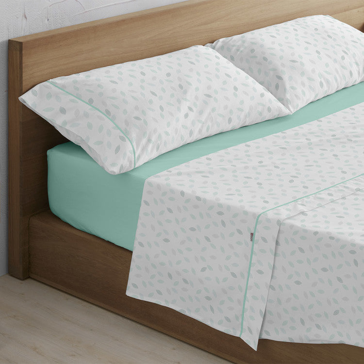 Juego de Sábanas Estampadas Lucy con Biés | 50% Algodón - 50% Poliéster 144 hilos - Aqua