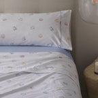 Juego de Sábanas Estampadas Nela con Biés | 50% Algodón - 50% Poliéster 144 hilos - Azul