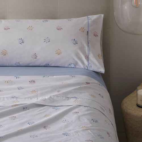 Juego de Sábanas Estampadas Nela con Biés | 50% Algodón - 50% Poliéster 144 hilos - Azul