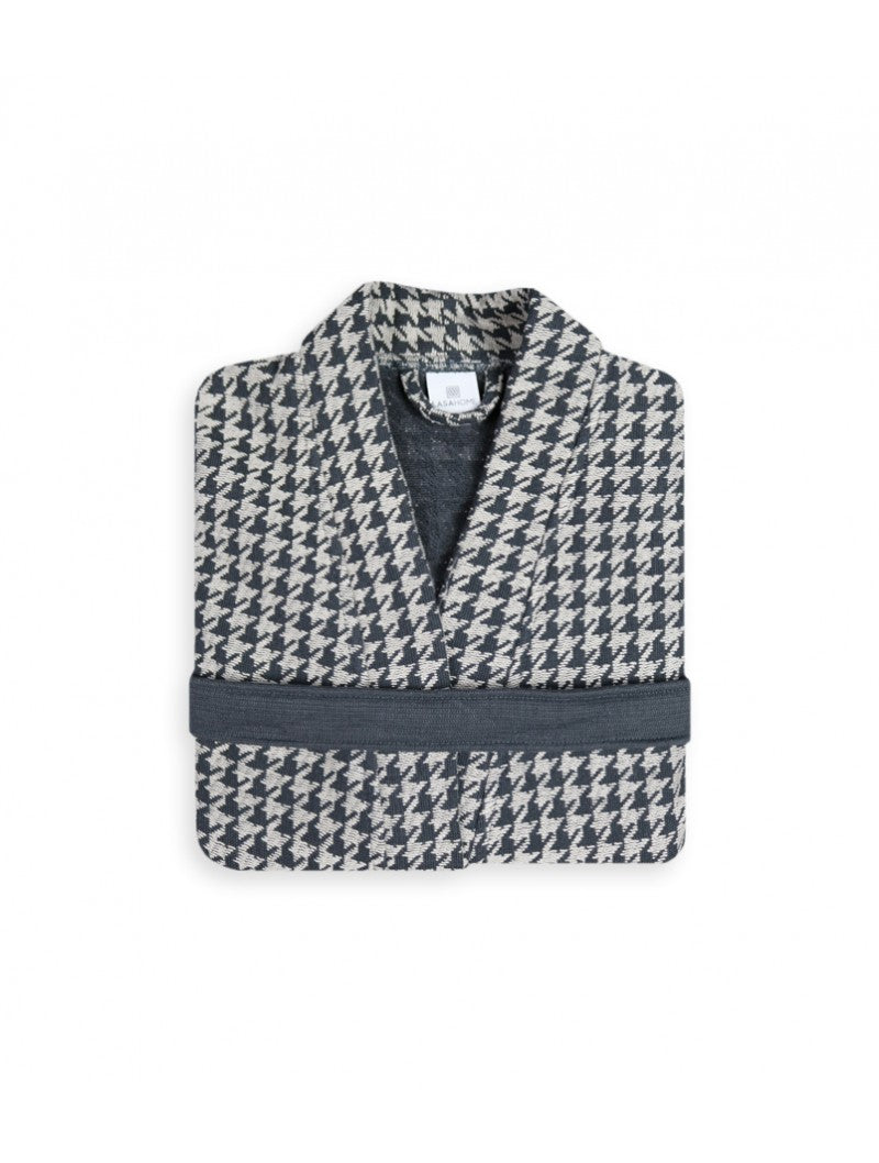 Albornoz Adulto Kimono Pied de Poule | 100% Algodón