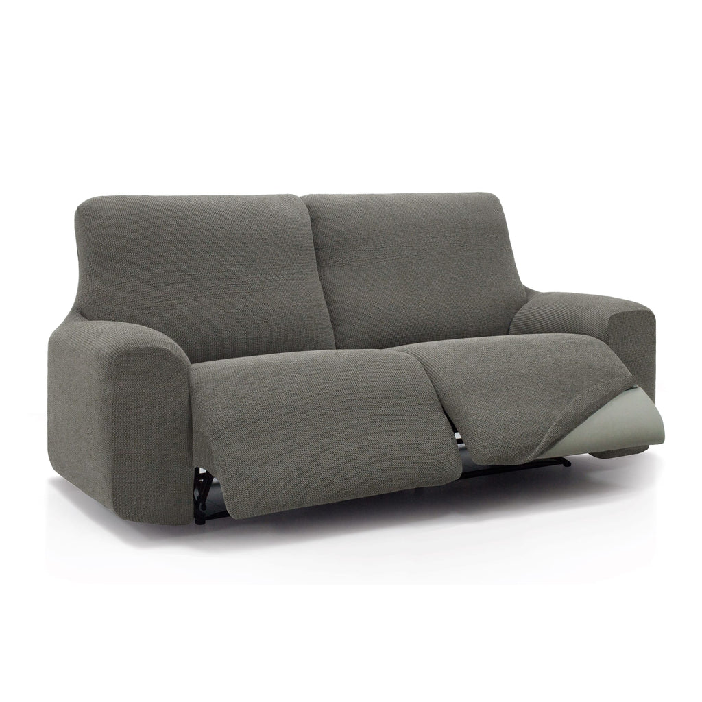 Funda de sofá relax elástica Willy de 2 plazas con pies juntos (modelo en Gris medio)
