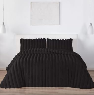 Edredón negro Lotus de pelo largo Manterol