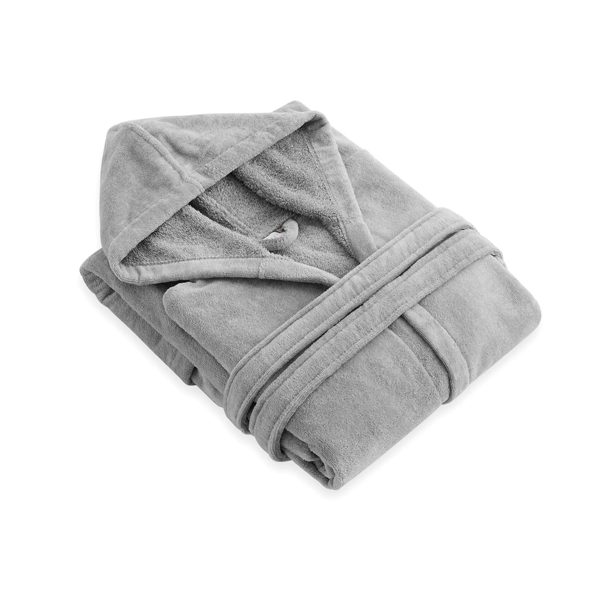 Albornoz de terciopelo Liso Adulto con capucha gris Manterol